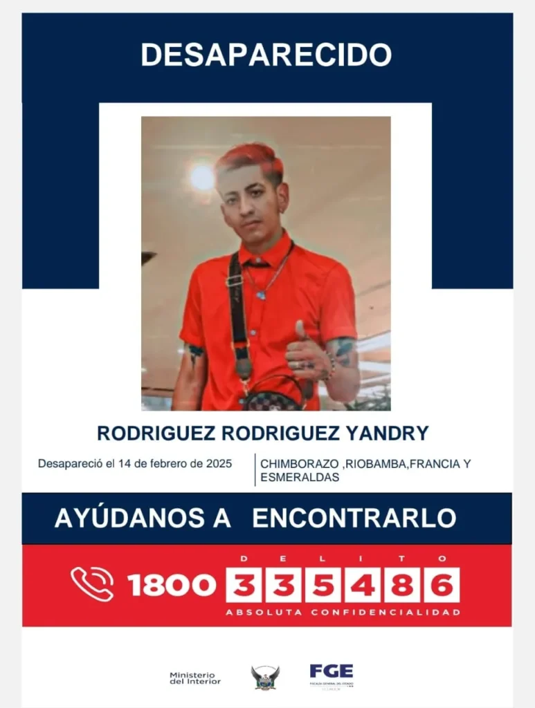 Familiares buscan a Yandry Rodriguez