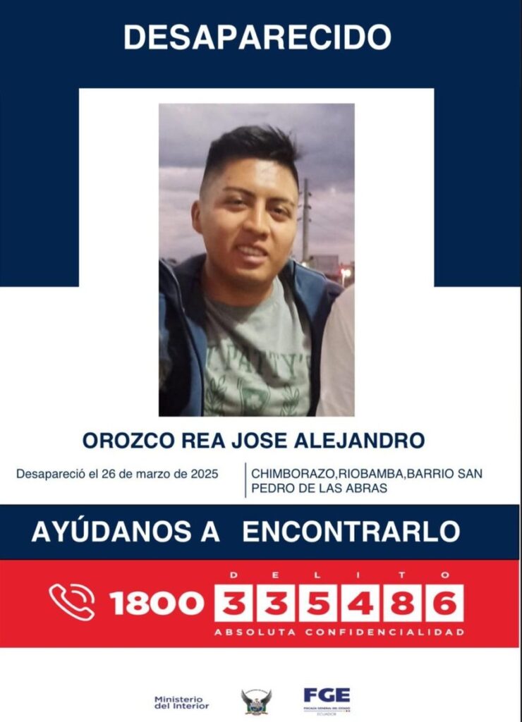 Familiares buscan a Orozco Rea Jose Alejandro