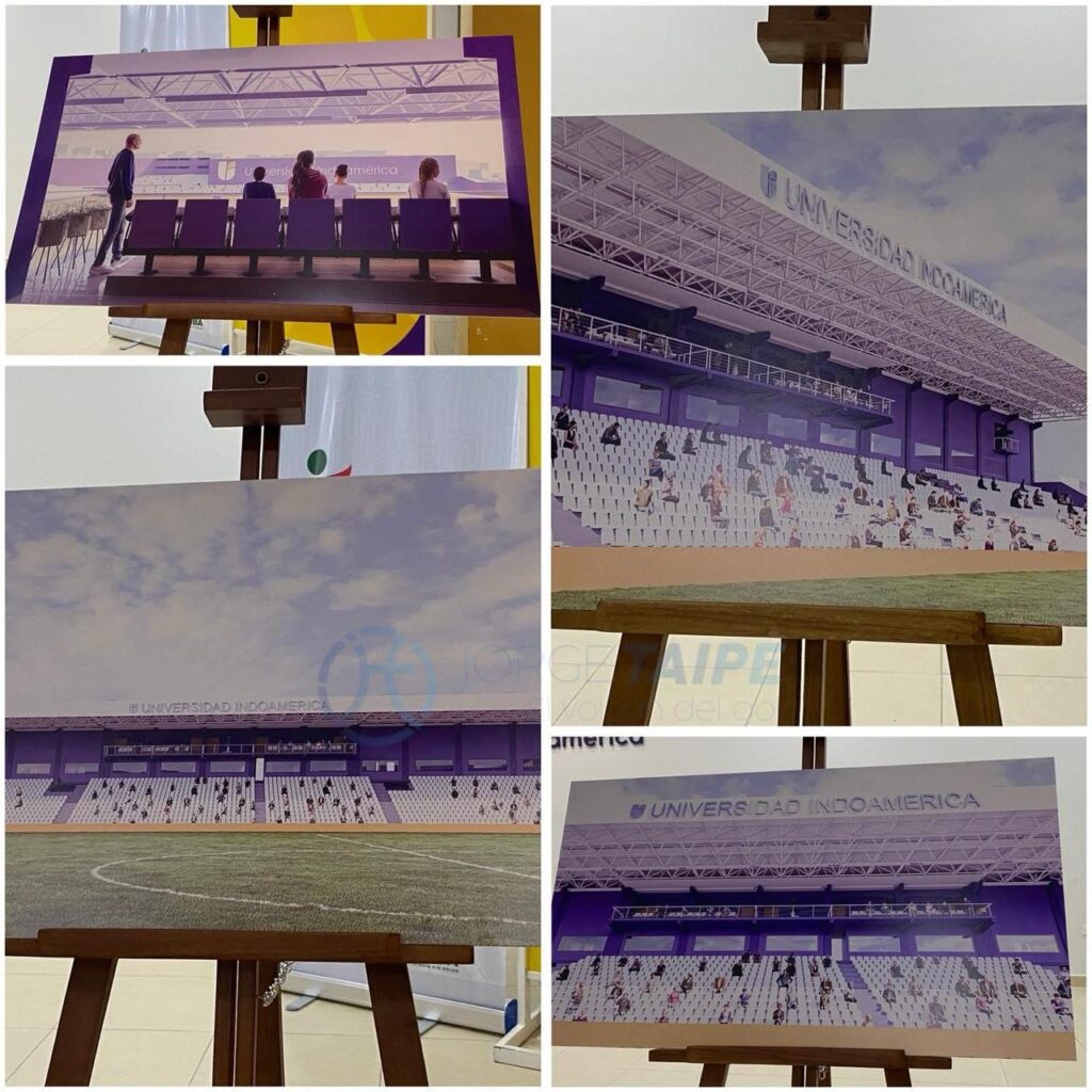 La tribuna del Estadio Indoamérica Bellavista en construcción.