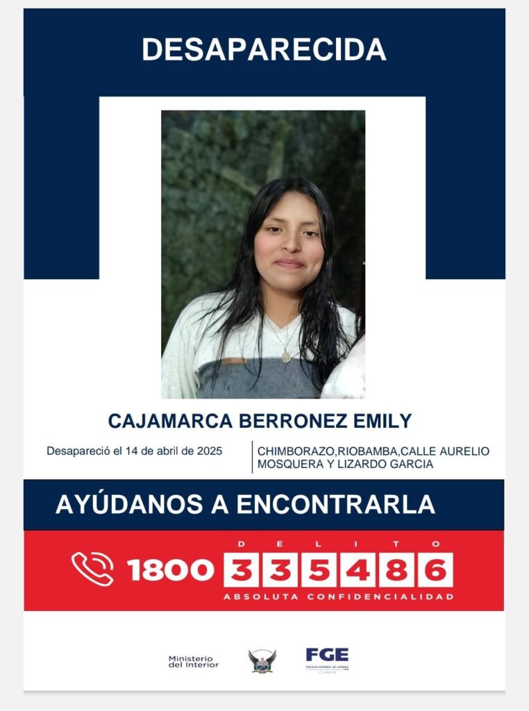 Familiares buscan a Cajamarca Berronez Emily