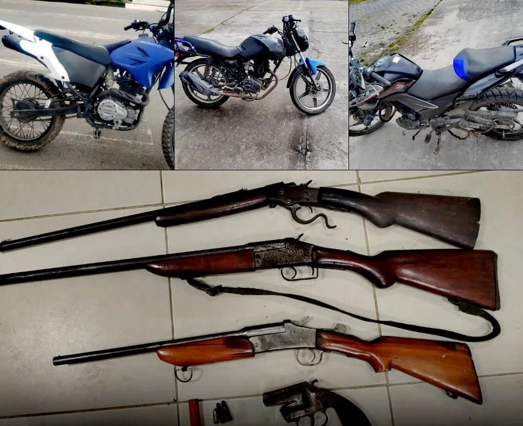 Tres motos y armas incautadas en operativo Tsunami