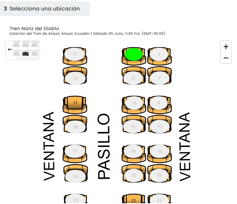Escoger coche y asiento