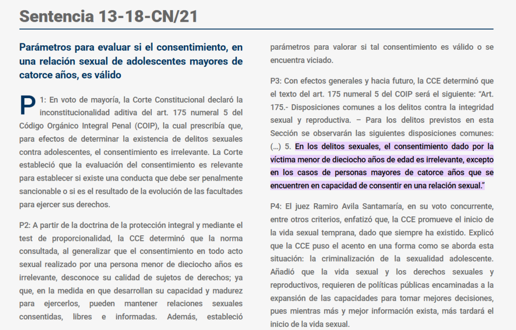 Consentimiento Sexual en Ecuador: ¿Desde que edad?