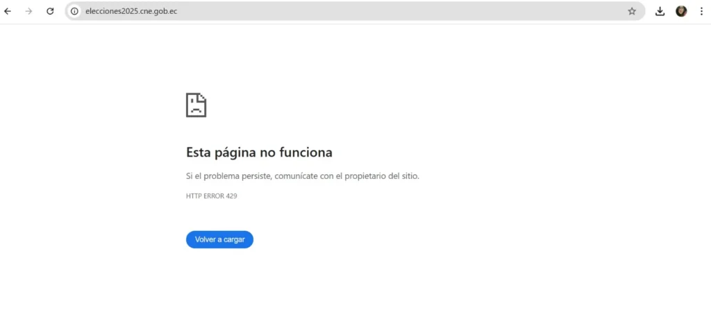 18:32 Página del Consejo Nacional Electoral se cayó