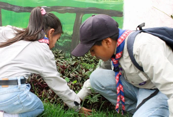 Estudiantes reforestaron el colegio Salesianos con plantas nativas.