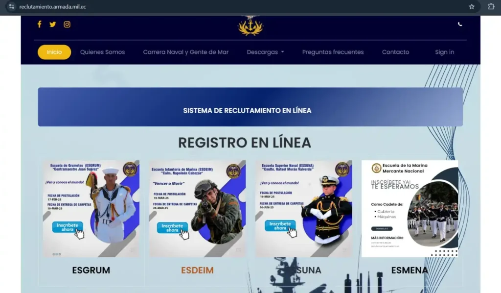 Página web de reclutamiento.