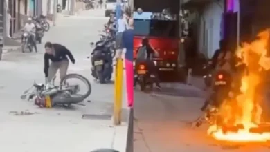 Video | Mujer quema moto de su esposo tras infidelidad