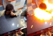 Video | Hombre muerde batería y esta explota en su cara