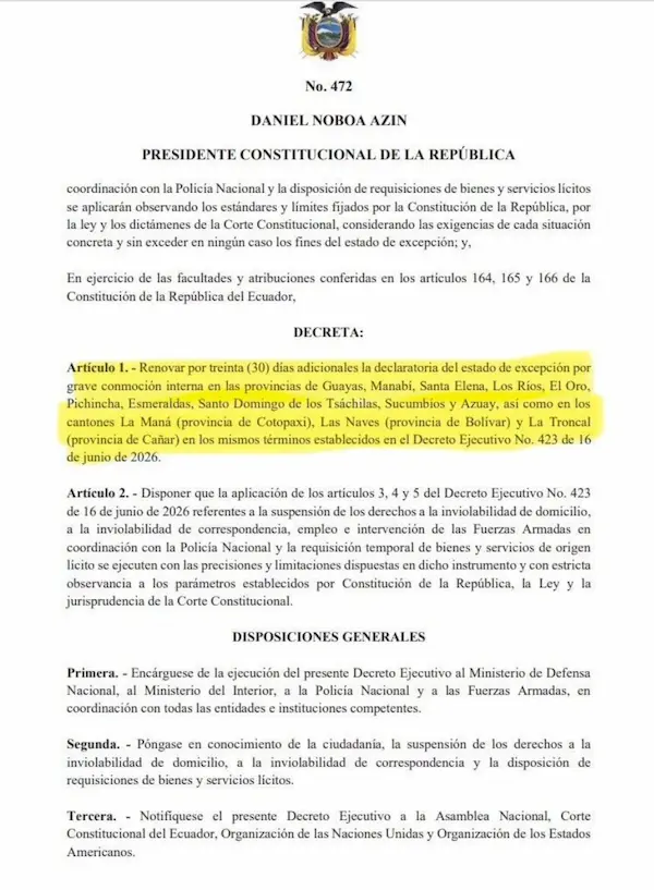 Antecedentes del estado de excepción