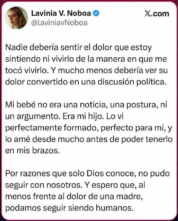Lavinia Valbonesi cuestiona que su dolor se convierta en política